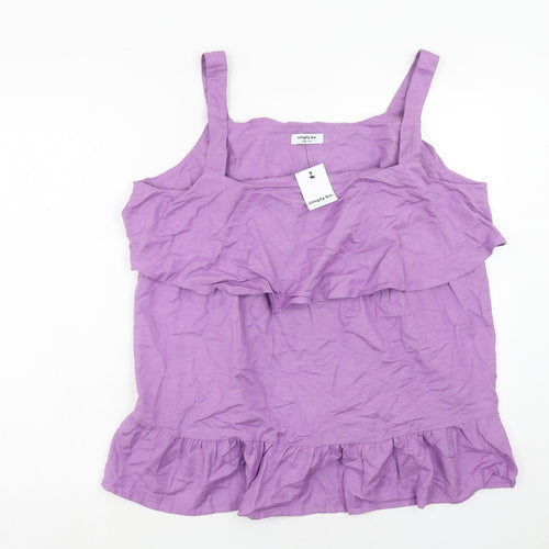 Simply Be Womens Purple Cotton Basic Tank Size 18 Square Neck