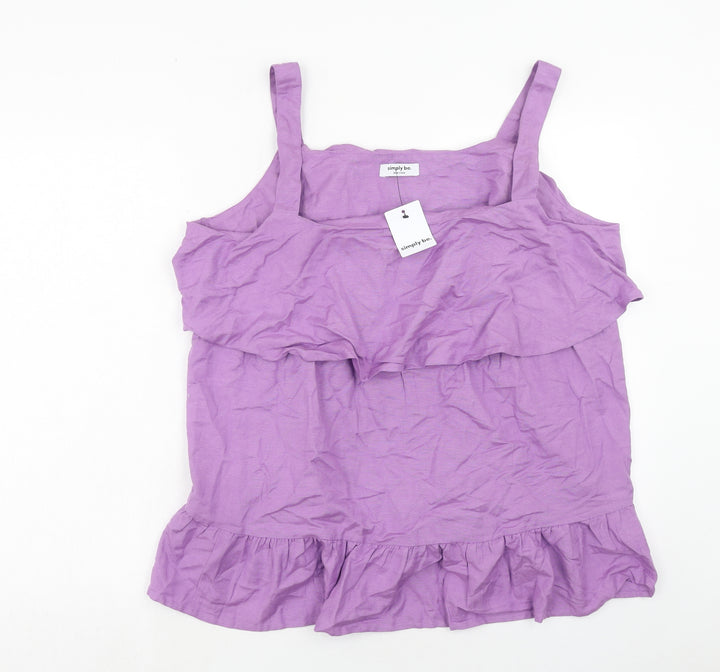 Simply Be Womens Purple Cotton Basic Tank Size 18 Square Neck