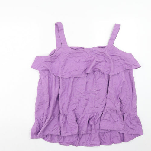 Simply Be Womens Purple Cotton Basic Tank Size 18 Square Neck