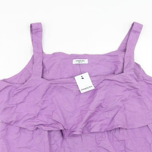 Simply Be Womens Purple Cotton Basic Tank Size 18 Square Neck
