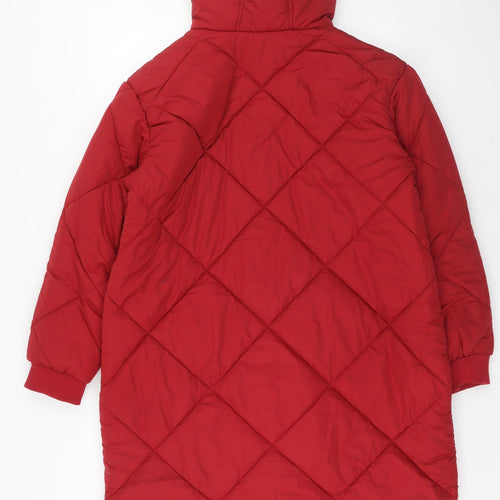 Marks and Spencer Womens Red Quilted Coat Size 14 Zip