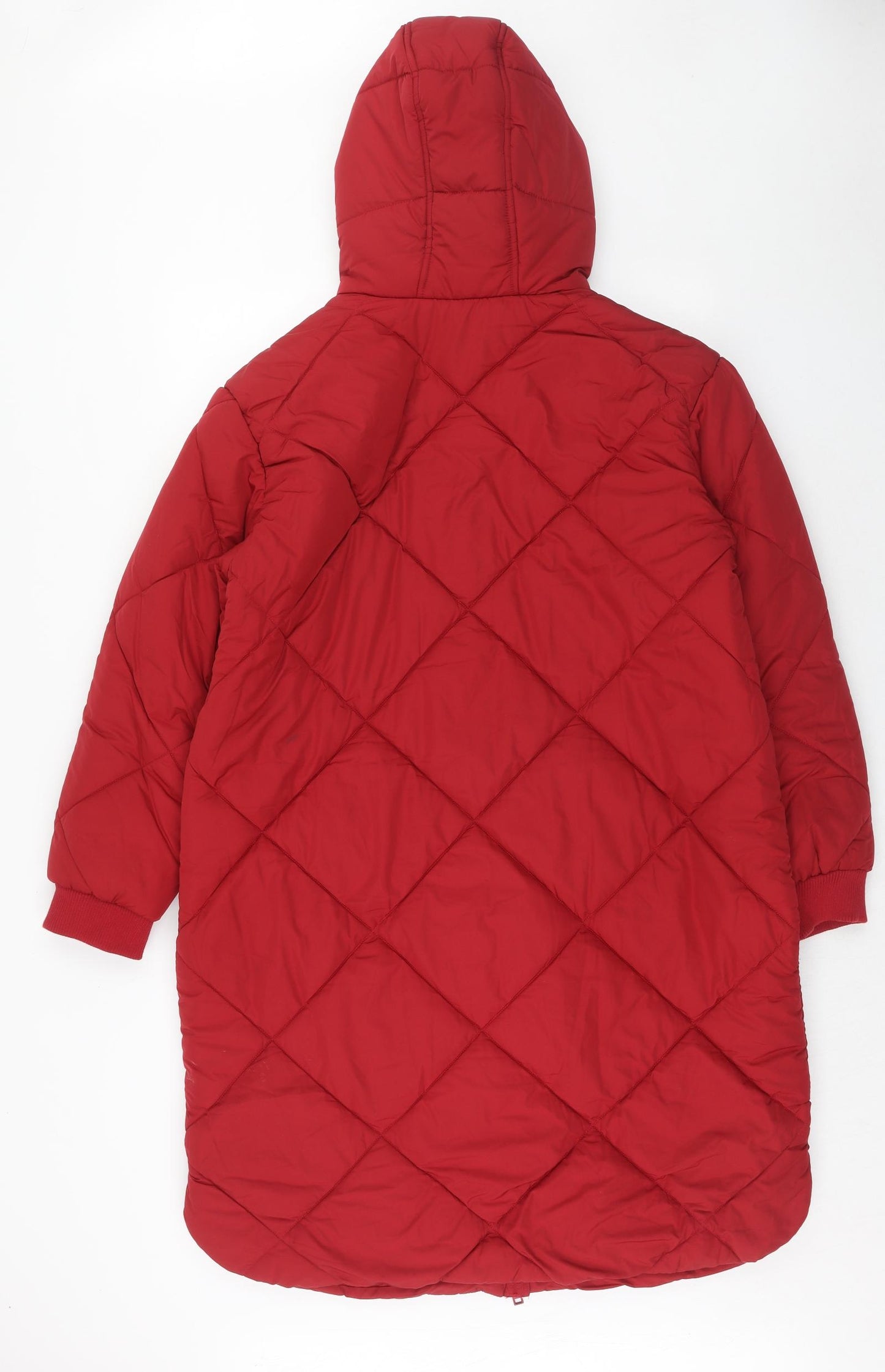Marks and Spencer Womens Red Quilted Coat Size 14 Zip