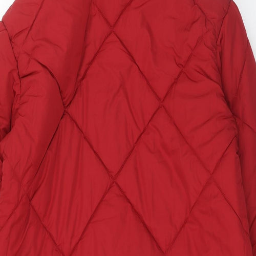 Marks and Spencer Womens Red Quilted Coat Size 14 Zip