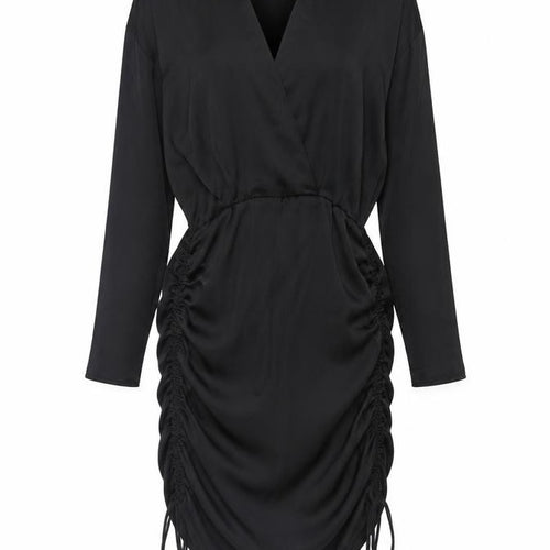 Zara Womens Black Polyester Shirt Dress Size XS Collared Zip