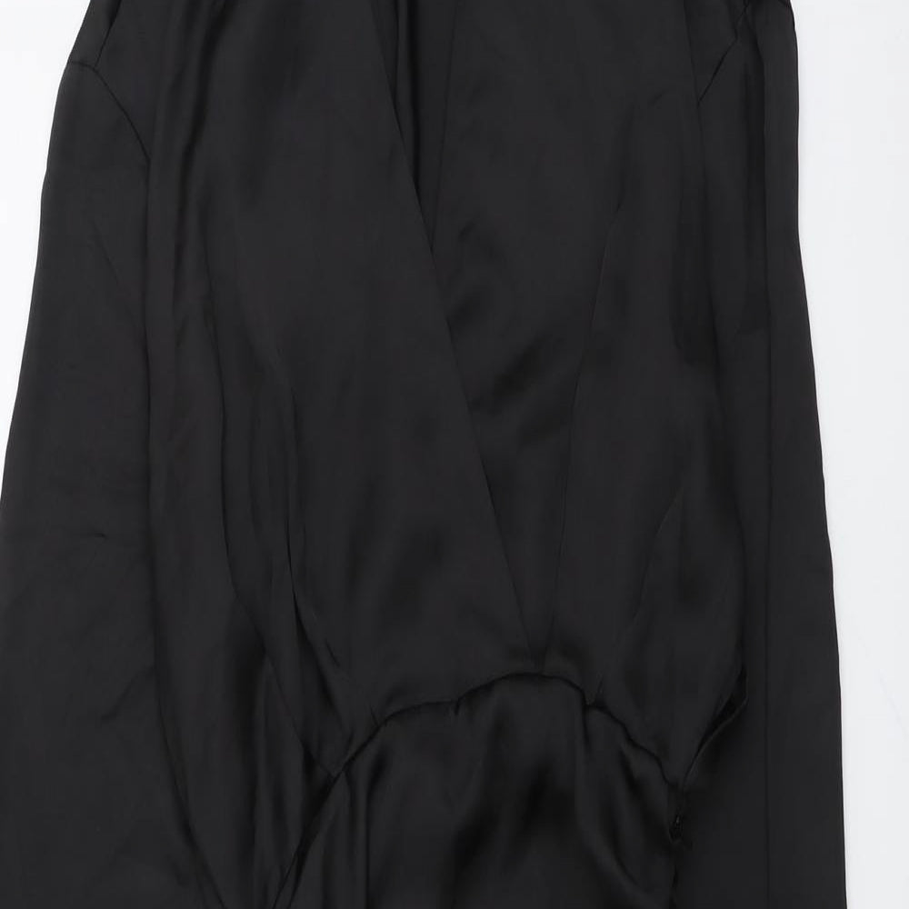 Zara Womens Black Polyester Shirt Dress Size XS Collared Zip