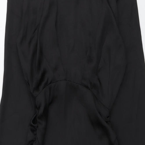 Zara Womens Black Polyester Shirt Dress Size XS Collared Zip