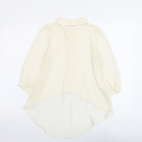 Miss Selfridge Womens Ivory Polyester Basic Button-Up Size 4 Collared - Asymmetric