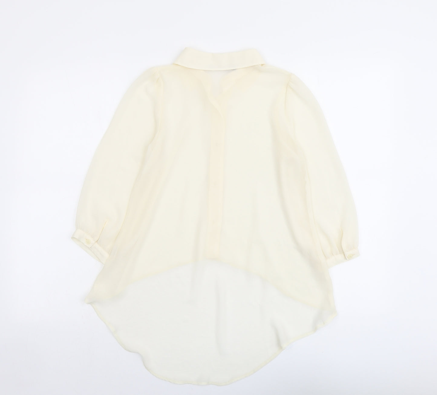 Miss Selfridge Womens Ivory Polyester Basic Button-Up Size 4 Collared - Asymmetric