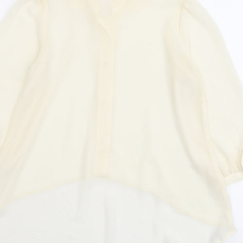 Miss Selfridge Womens Ivory Polyester Basic Button-Up Size 4 Collared - Asymmetric