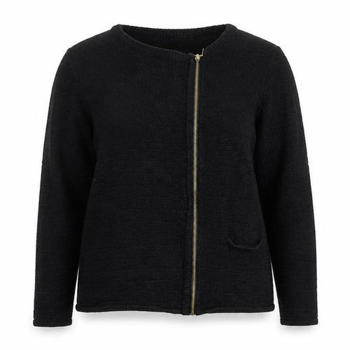 La Redoute Womens Black Round Neck Acrylic Full Zip Jumper Size 18