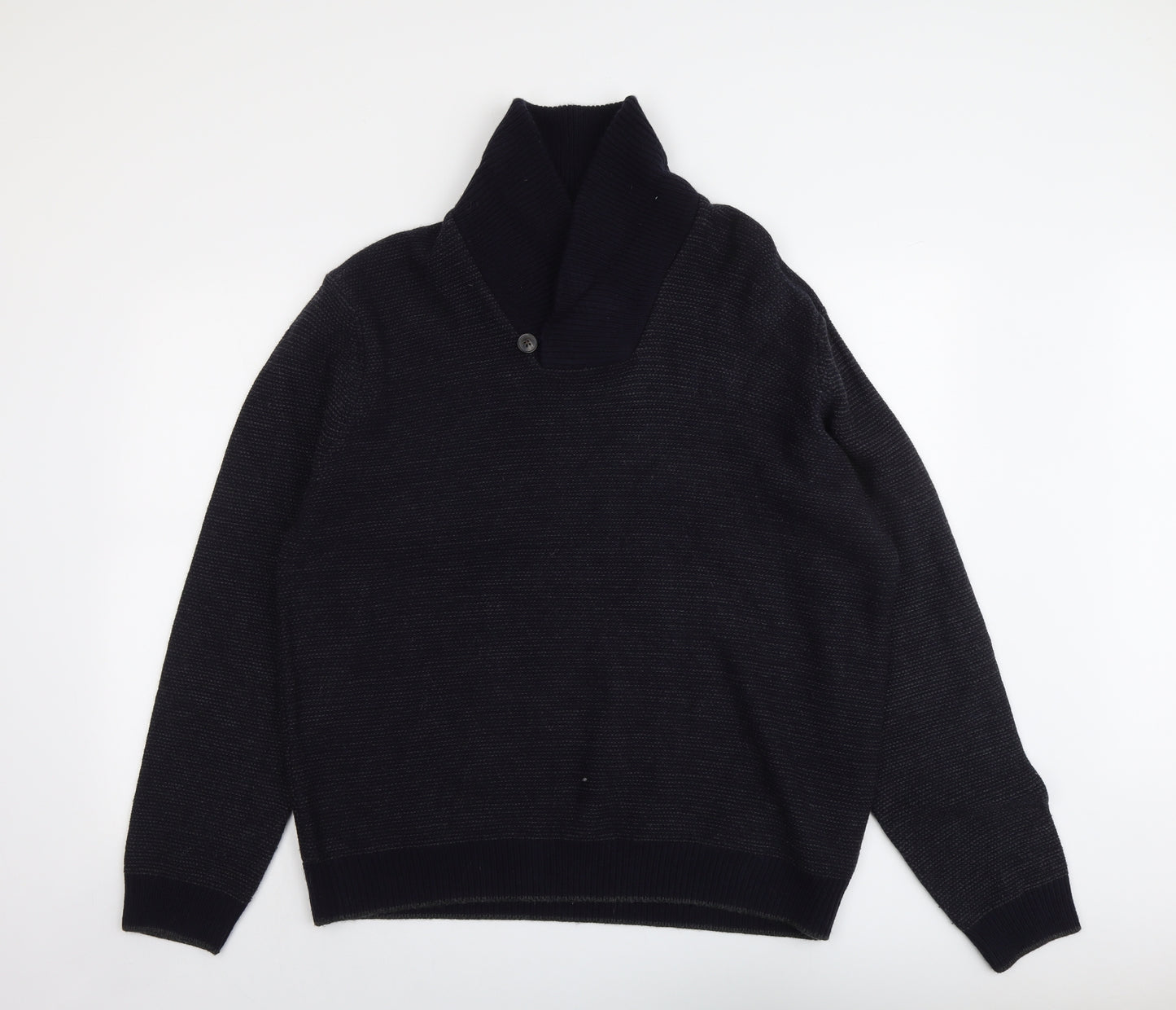 Marks and Spencer Mens Blue Roll Neck Acrylic Pullover Jumper Size XL Long Sleeve