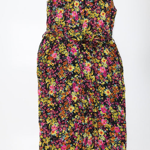 Wallis Womens Multicoloured Floral Viscose Jumpsuit One-Piece Size 14 Button