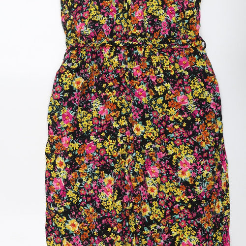 Wallis Womens Multicoloured Floral Viscose Jumpsuit One-Piece Size 14 Button