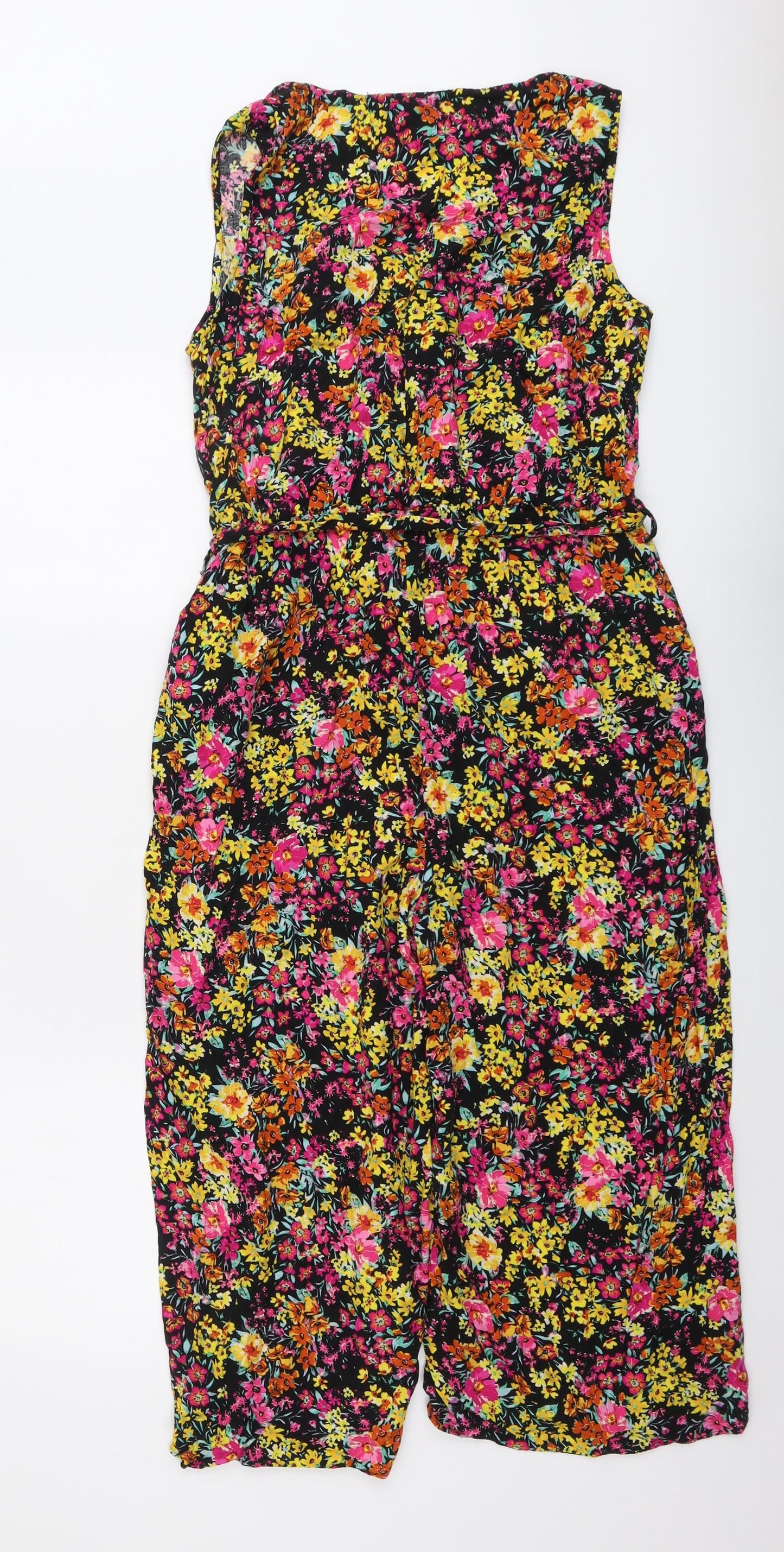 Wallis Womens Multicoloured Floral Viscose Jumpsuit One-Piece Size 14 Button