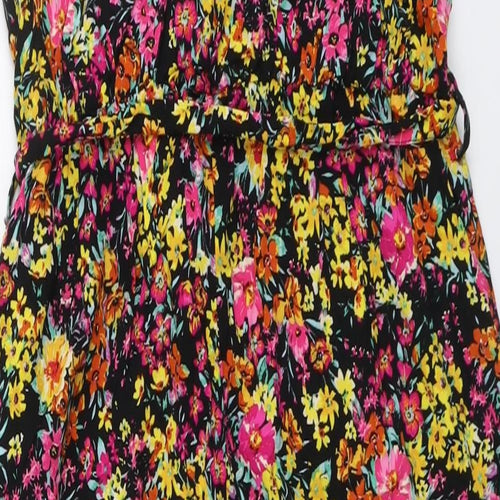 Wallis Womens Multicoloured Floral Viscose Jumpsuit One-Piece Size 14 Button