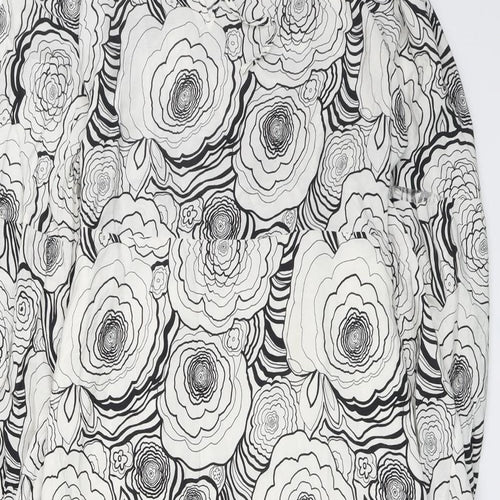 Marks and Spencer Womens White Floral Viscose Maxi Size 16 V-Neck Pullover