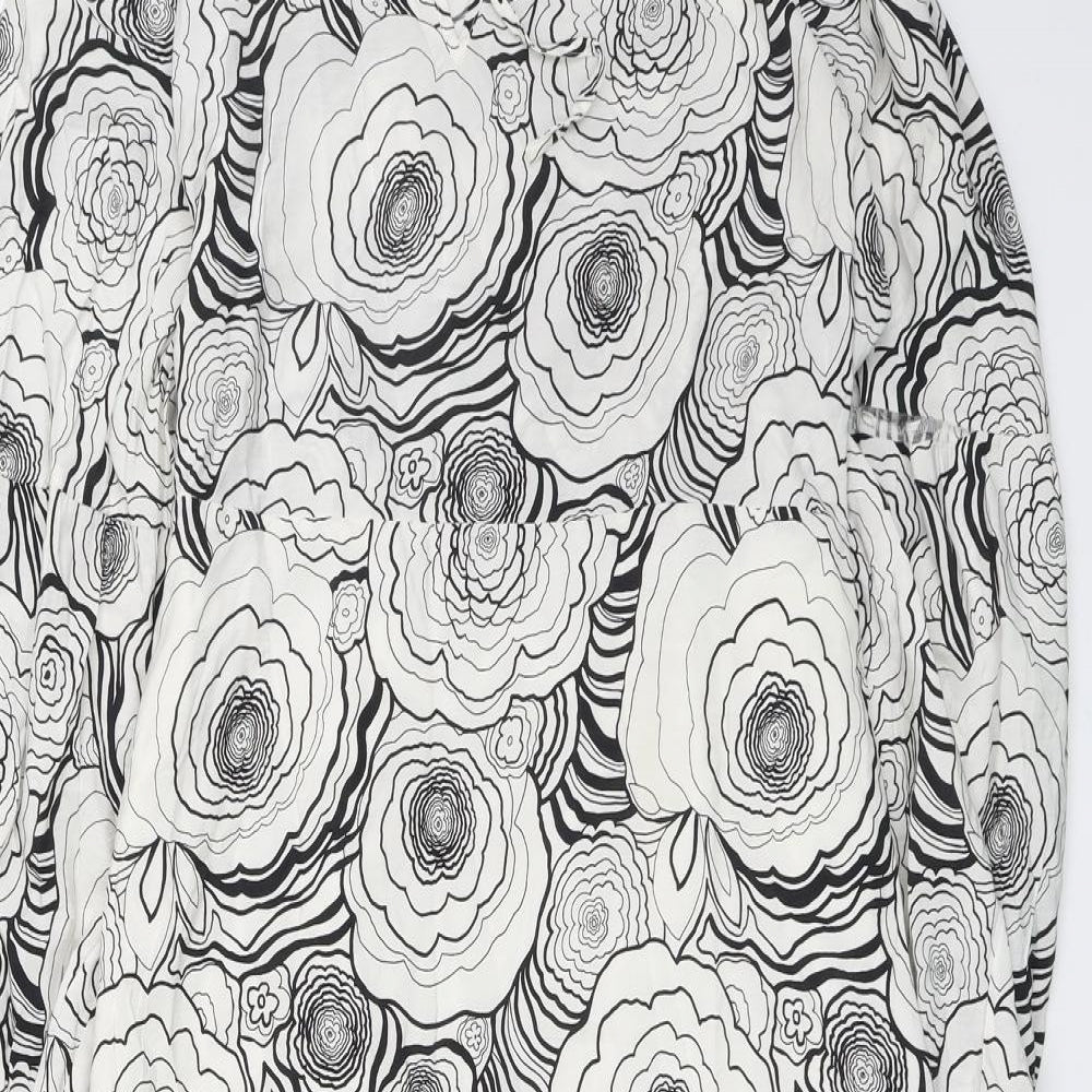 Marks and Spencer Womens White Floral Viscose Maxi Size 16 V-Neck Pullover