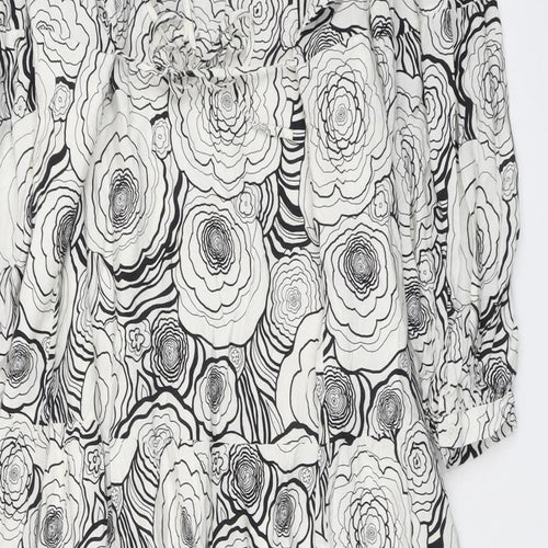 Marks and Spencer Womens White Floral Viscose Maxi Size 16 V-Neck Pullover