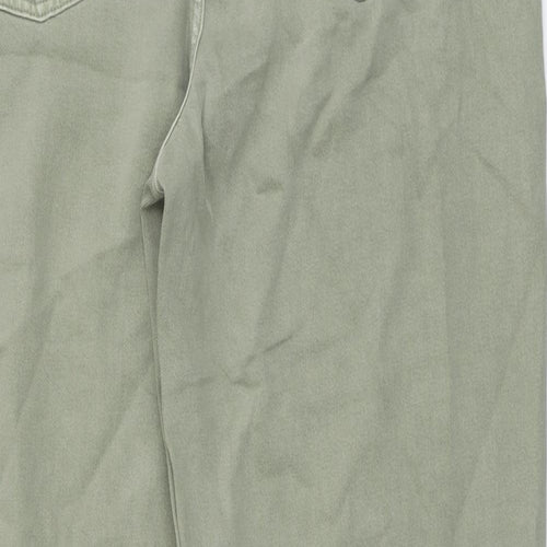 Marks and Spencer Womens Green Cotton Wide-Leg Jeans Size 22 L31 in Regular Button