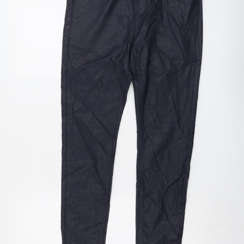 Marks and Spencer Womens Blue Polyester Trousers Size 12 L28 in Regular Button