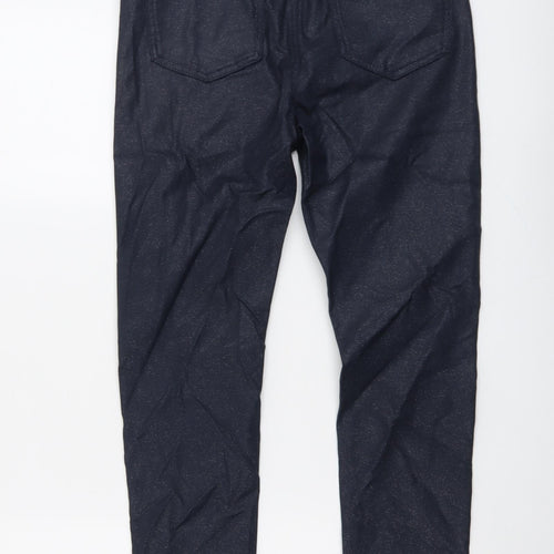 Marks and Spencer Womens Blue Polyester Trousers Size 12 L28 in Regular Button