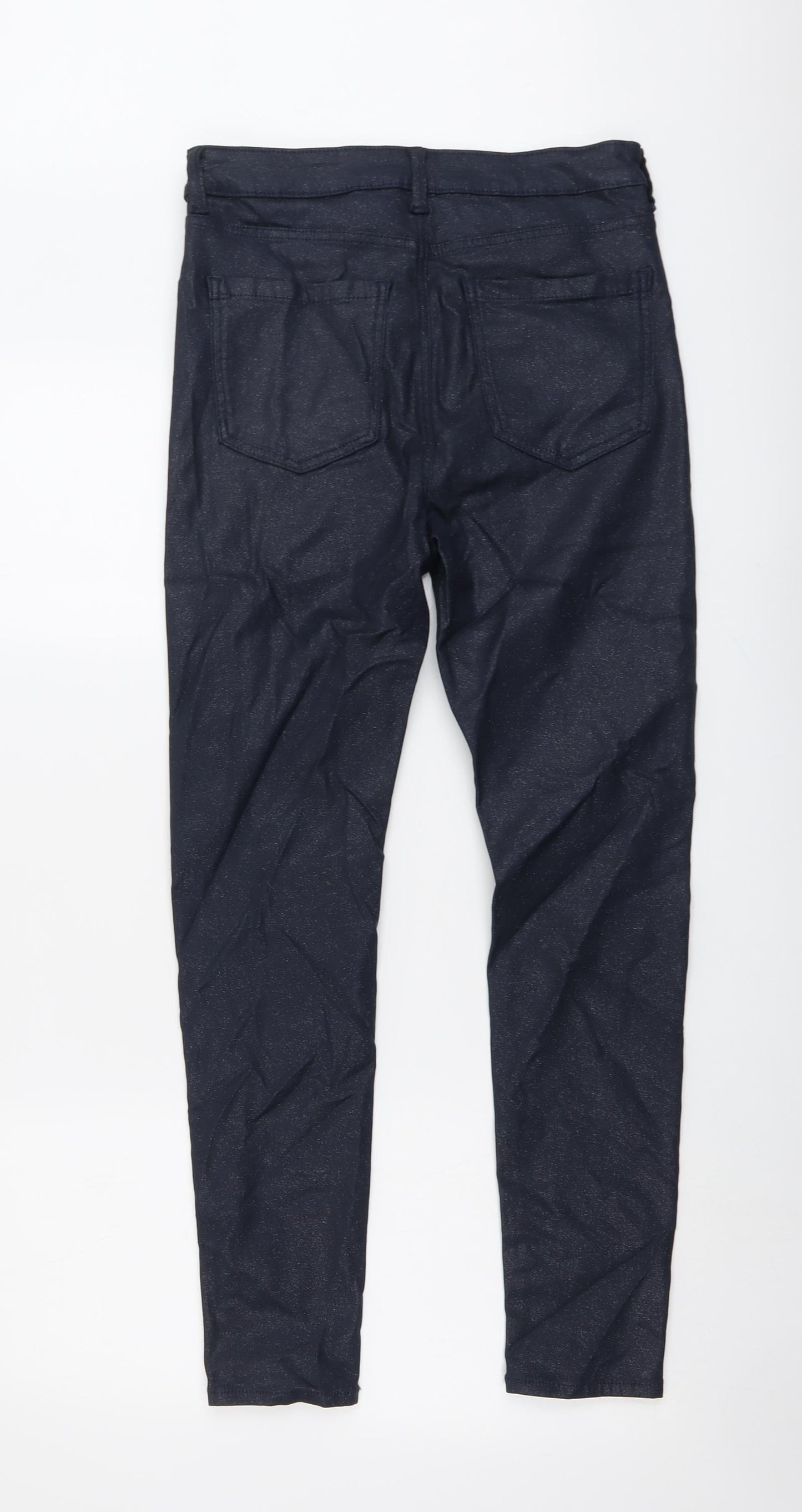 Marks and Spencer Womens Blue Polyester Trousers Size 12 L28 in Regular Button