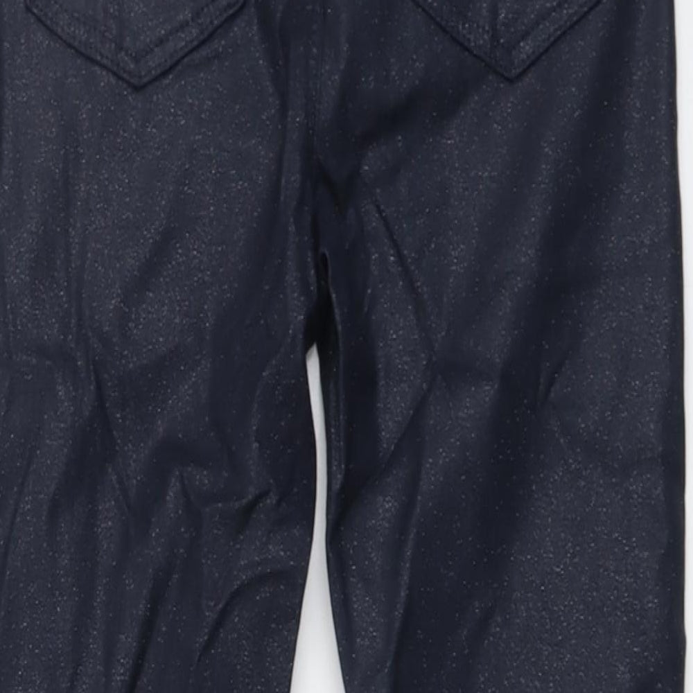 Marks and Spencer Womens Blue Polyester Trousers Size 12 L28 in Regular Button