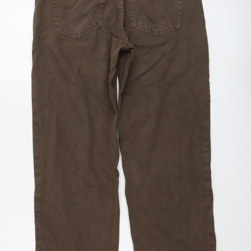H&M Womens Brown Cotton Straight Jeans Size 10 L29 in Regular Button