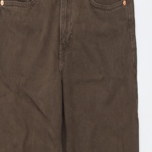 H&M Womens Brown Cotton Straight Jeans Size 10 L29 in Regular Button