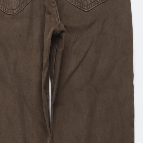 H&M Womens Brown Cotton Straight Jeans Size 10 L29 in Regular Button