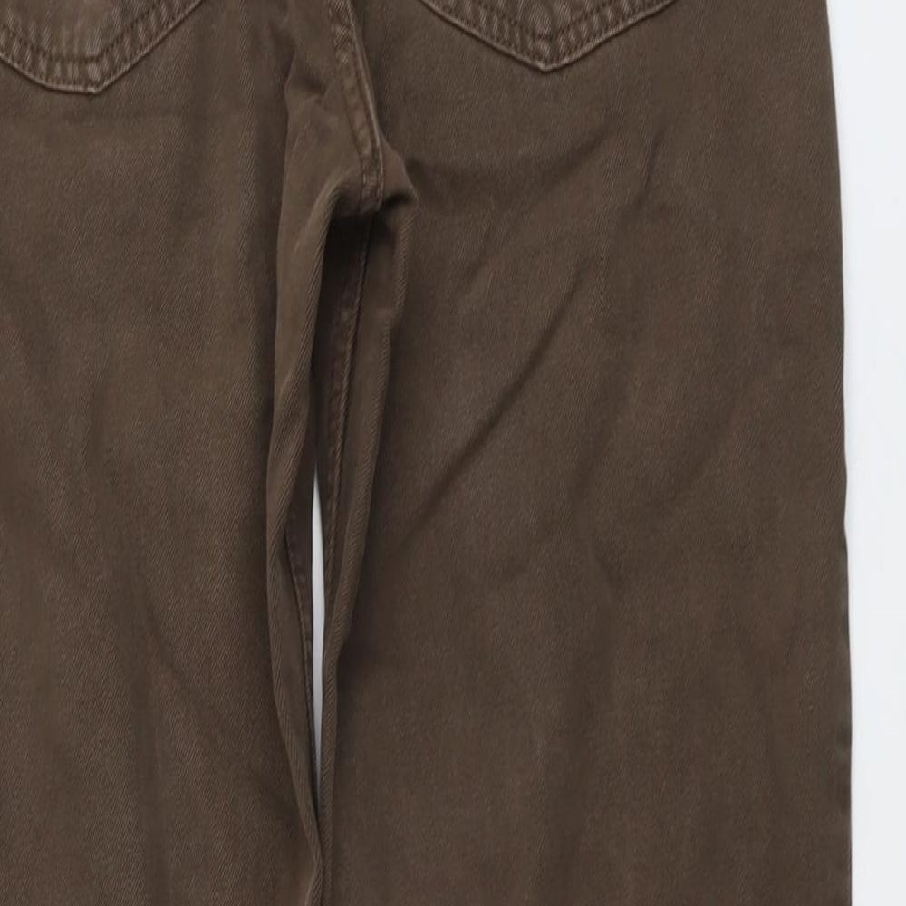 H&M Womens Brown Cotton Straight Jeans Size 10 L29 in Regular Button