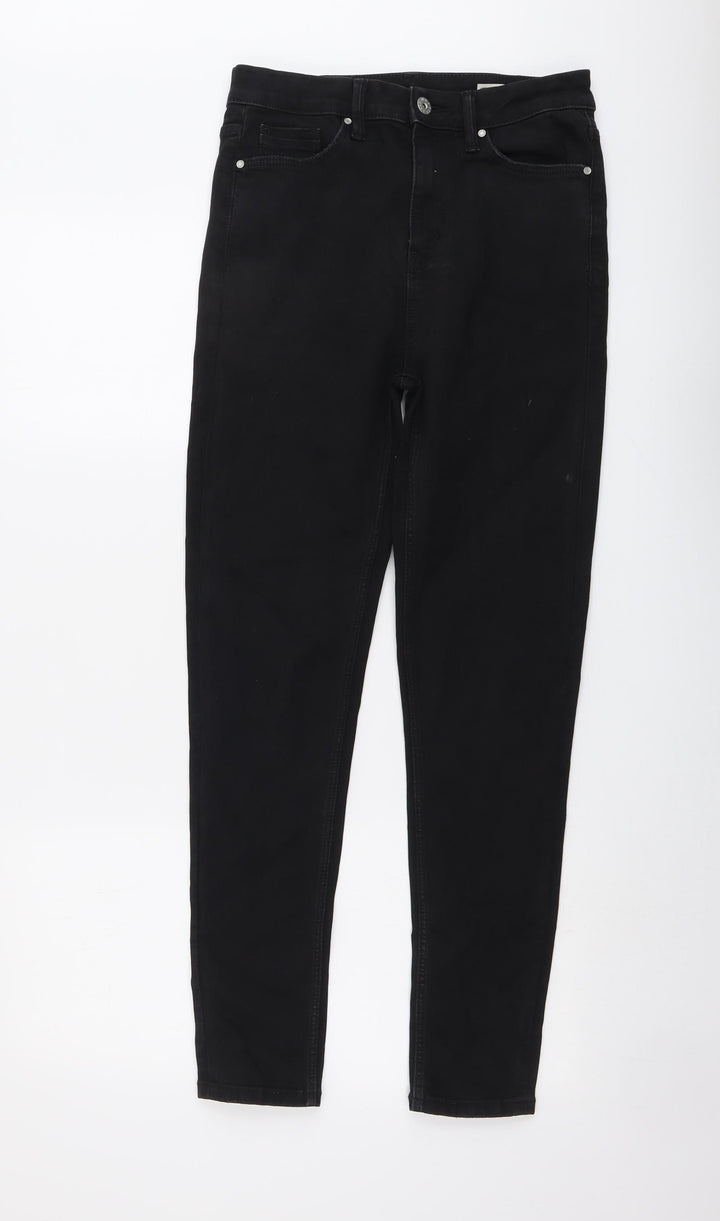 Marks and Spencer Womens Black Cotton Skinny Jeans Size 10 L28 in Regular Button