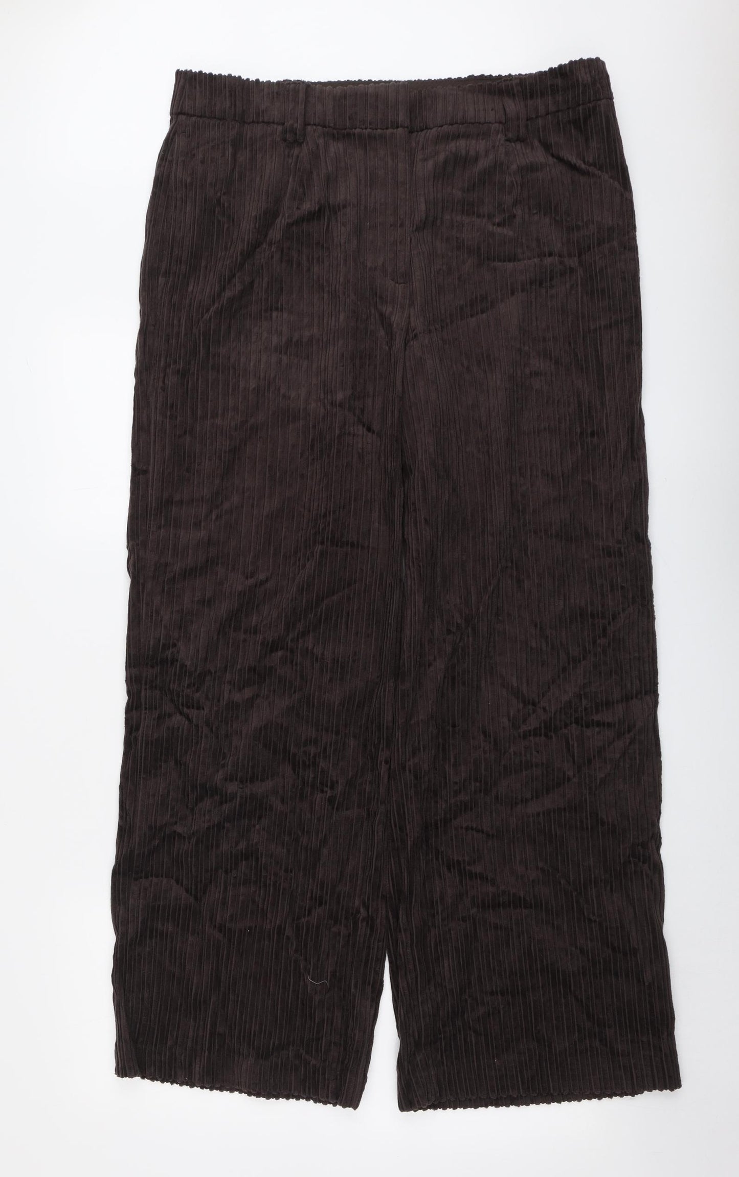 Marks and Spencer Womens Brown Cotton Trousers Size 18 L30.5 in Regular Button