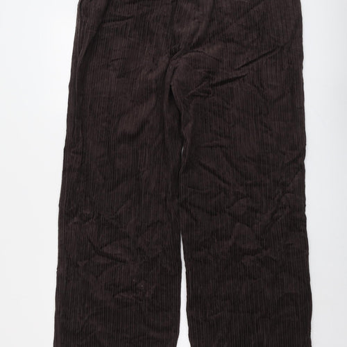 Marks and Spencer Womens Brown Cotton Trousers Size 18 L30.5 in Regular Button
