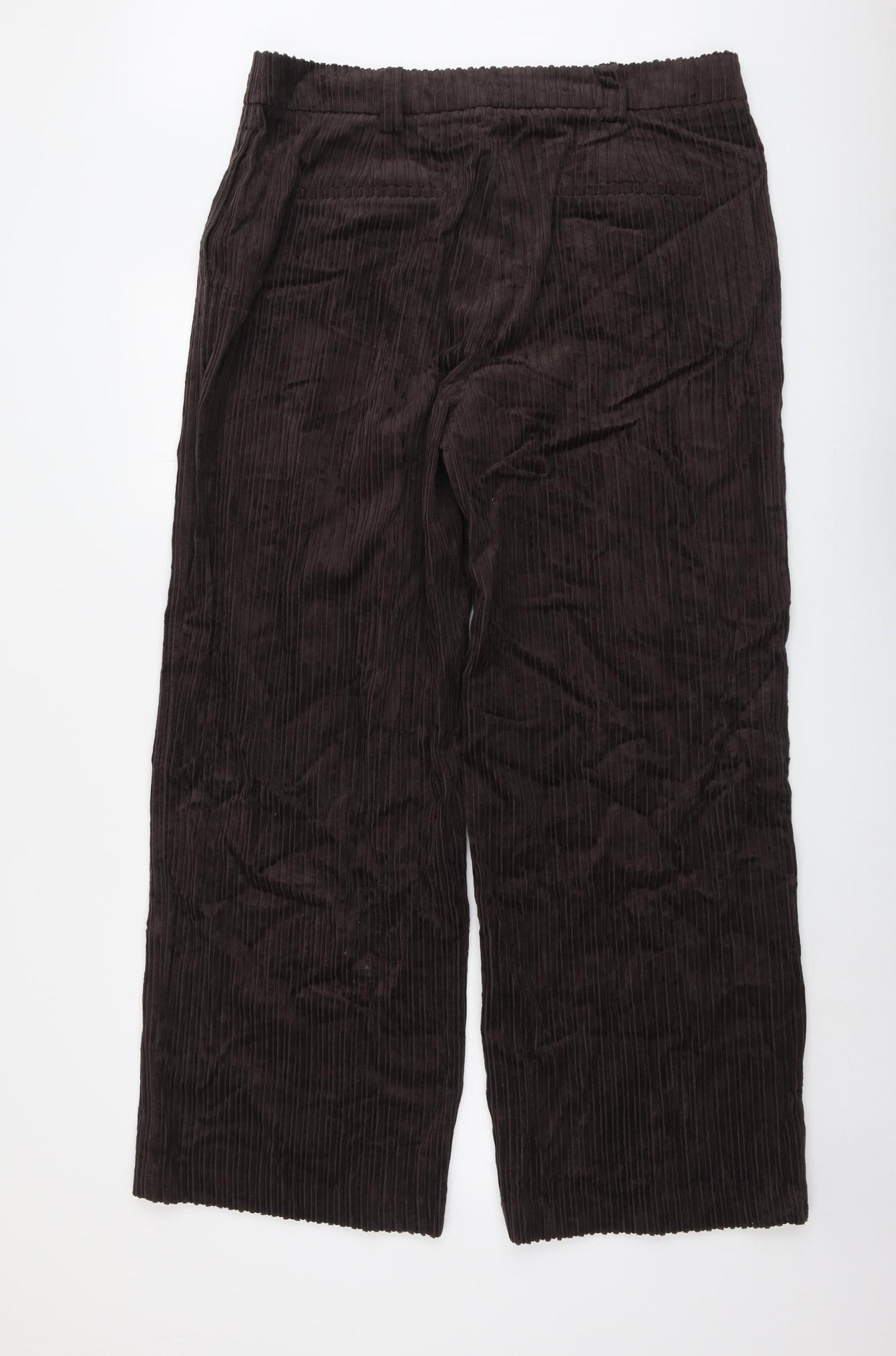 Marks and Spencer Womens Brown Cotton Trousers Size 18 L30.5 in Regular Button