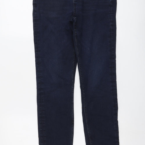 Marks and Spencer Womens Blue Cotton Skinny Jeans Size 10 L28 in Regular Button