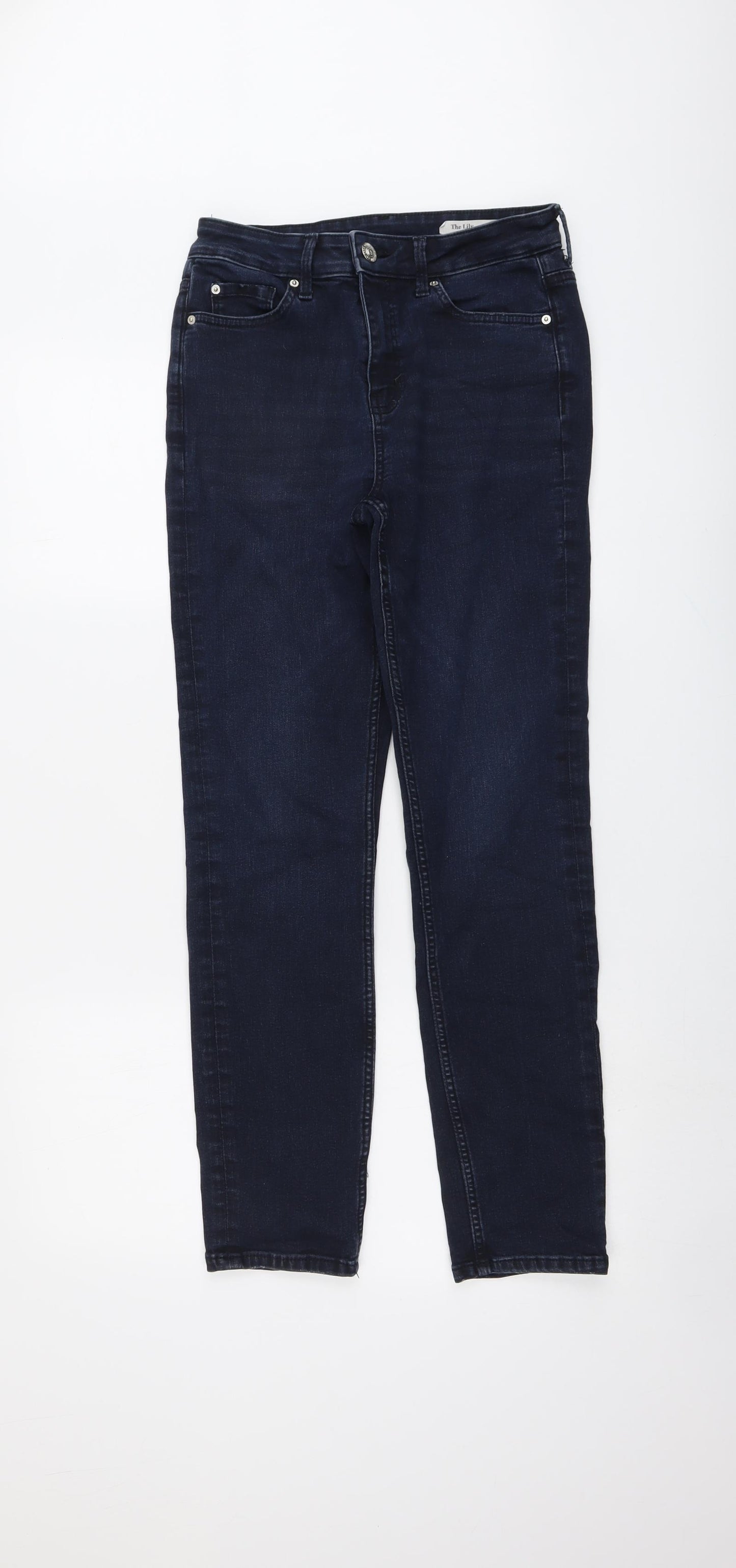 Marks and Spencer Womens Blue Cotton Skinny Jeans Size 10 L28 in Regular Button