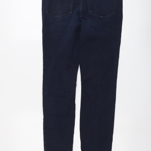 Marks and Spencer Womens Blue Cotton Skinny Jeans Size 10 L28 in Regular Button