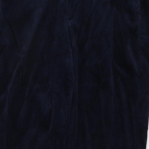 Marks and Spencer Mens Blue Cotton Trousers Size 34 in L33 in Regular Button