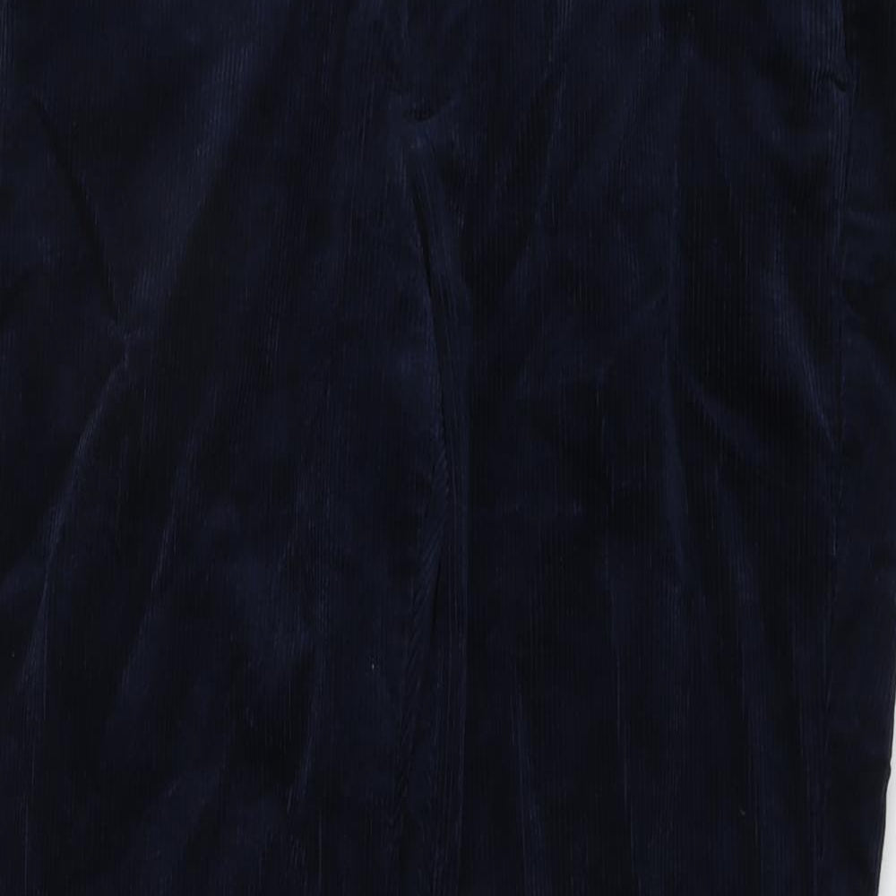Marks and Spencer Mens Blue Cotton Trousers Size 34 in L33 in Regular Button