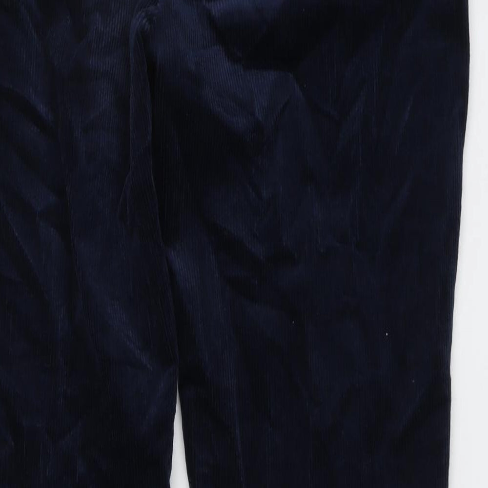 Marks and Spencer Mens Blue Cotton Trousers Size 34 in L33 in Regular Button