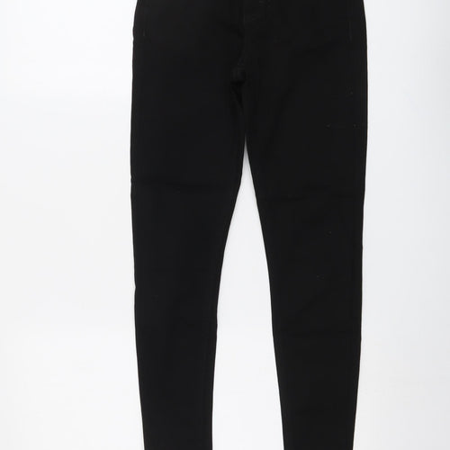Topshop Womens Black Cotton Skinny Jeans Size 25 in L26 in Regular Button