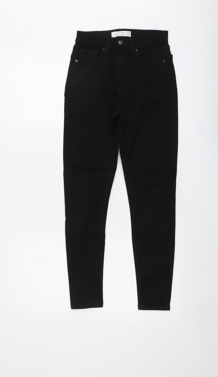 Topshop Womens Black Cotton Skinny Jeans Size 25 in L26 in Regular Button