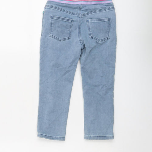 Marks and Spencer Girls Blue Cotton Skinny Jeans Size 3-4 Years Regular Drawstring