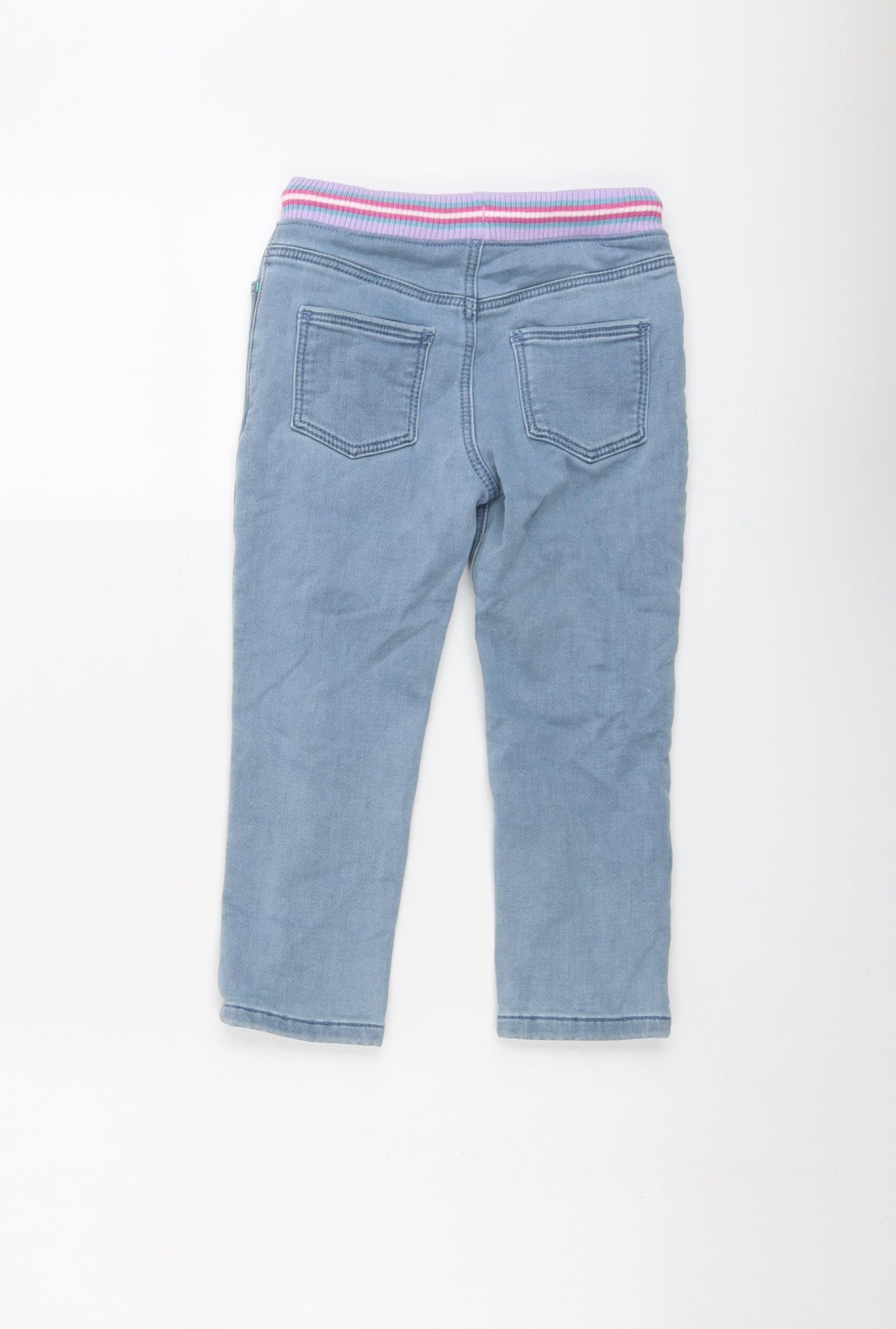 Marks and Spencer Girls Blue Cotton Skinny Jeans Size 3-4 Years Regular Drawstring
