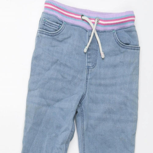Marks and Spencer Girls Blue Cotton Skinny Jeans Size 3-4 Years Regular Drawstring