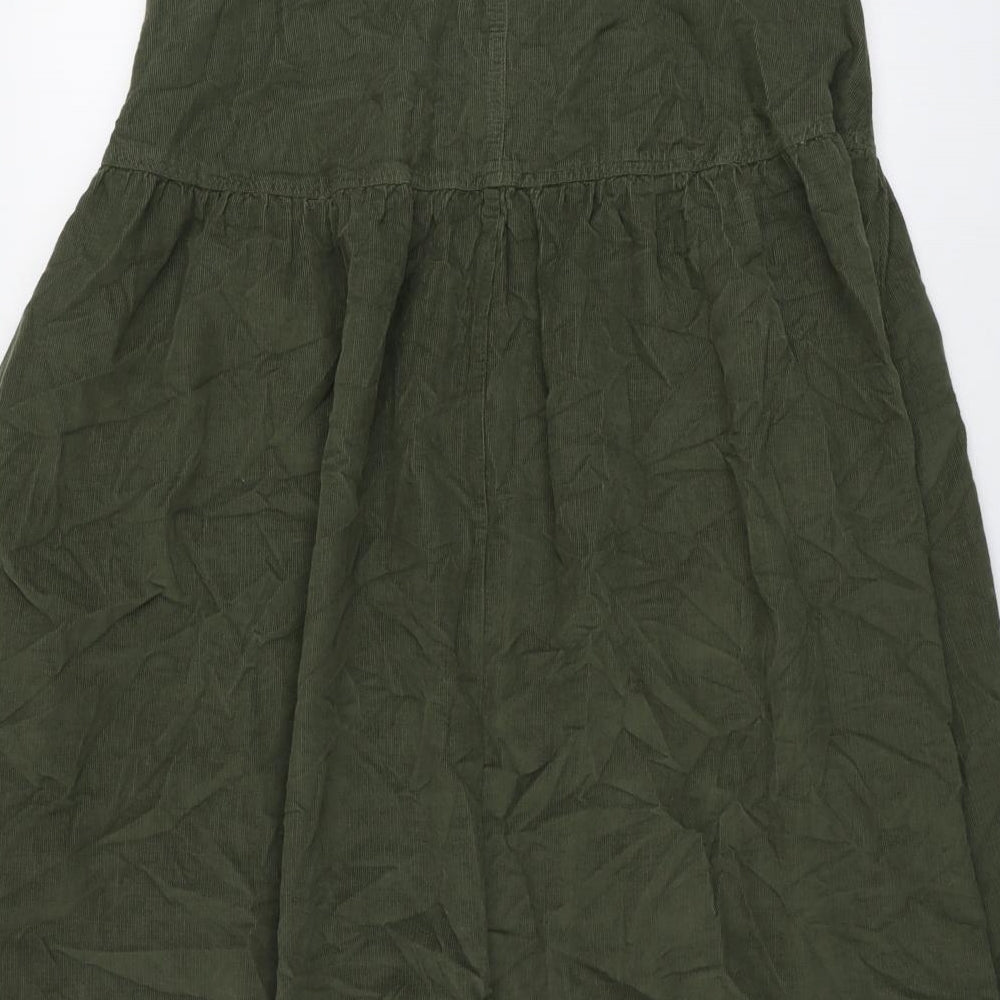 Per Una Womens Green Cotton A-Line Skirt Size 12 Button - Belted