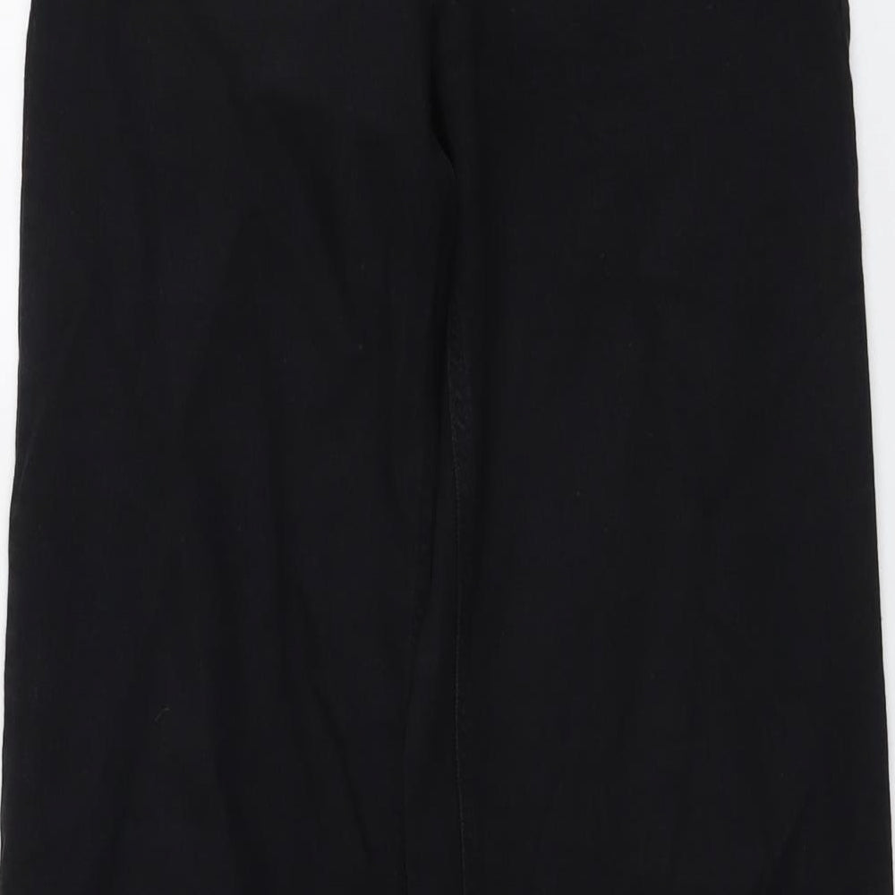 Marks and Spencer Womens Black Cotton Wide-Leg Jeans Size 10 L27 in Regular Button