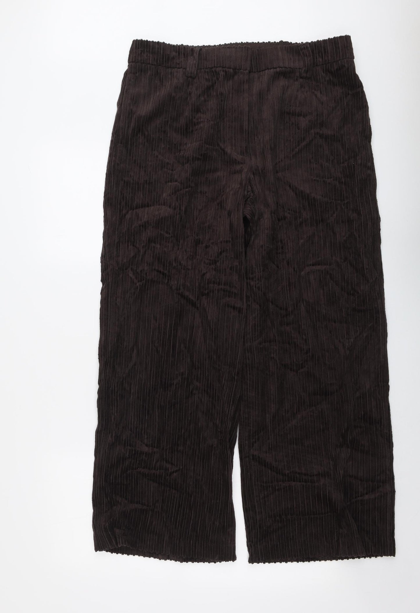 Marks and Spencer Womens Brown Cotton Trousers Size 16 L28 in Regular Button