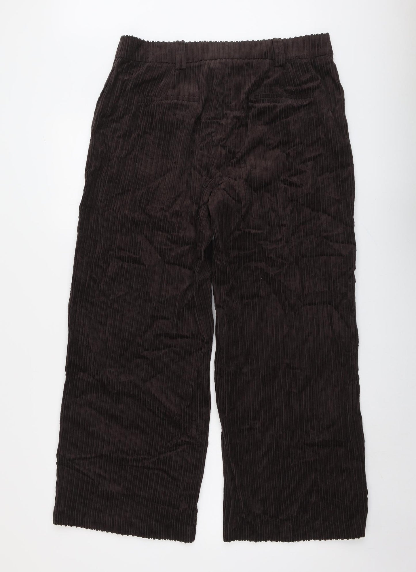 Marks and Spencer Womens Brown Cotton Trousers Size 16 L28 in Regular Button